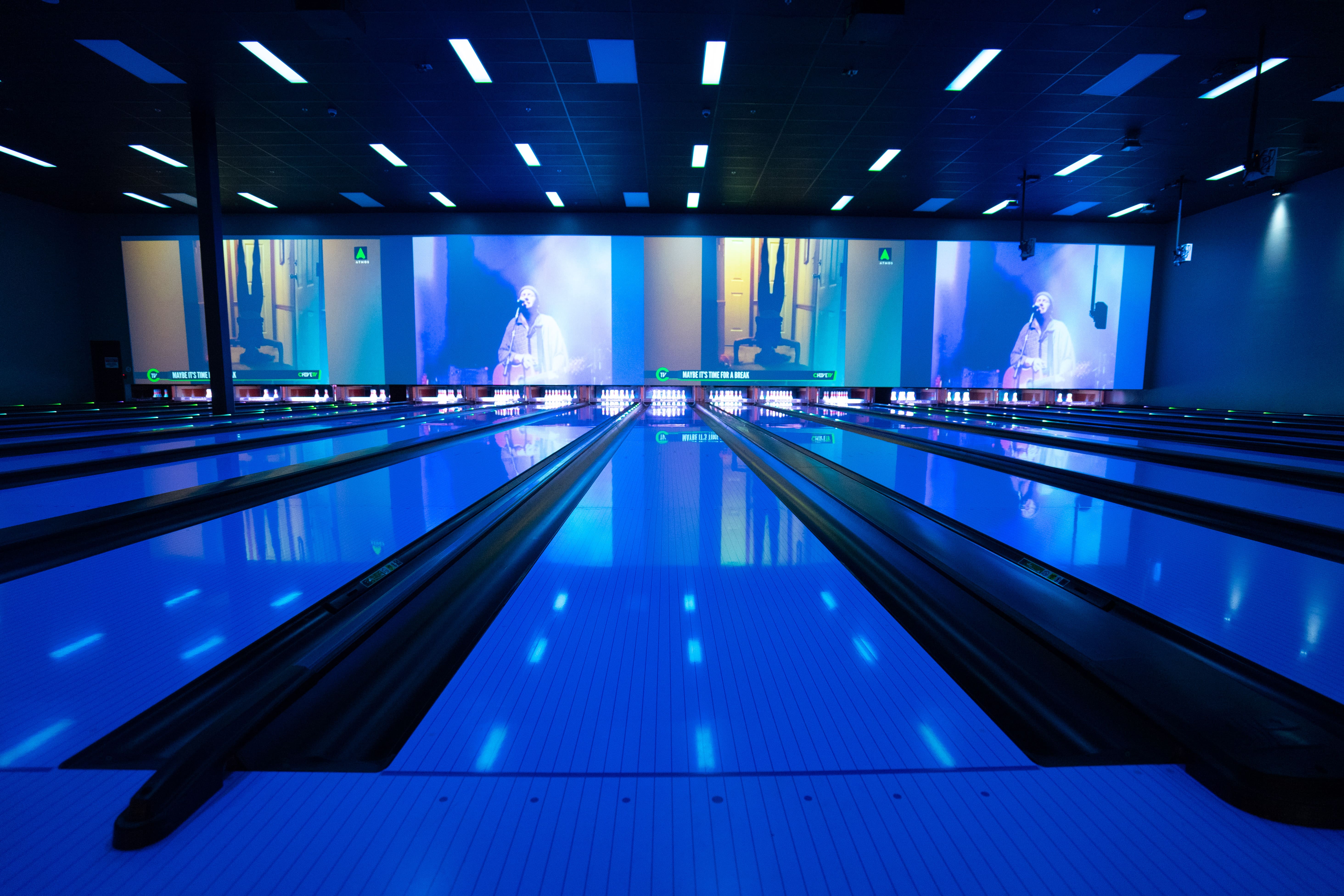 bowling lane blue large screens