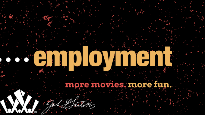 Fun, modern graphic for linking to Santikos Theater employment page